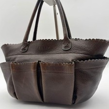 FOXEY Scalloped Leather Handbag Dark Brown Authentic picture