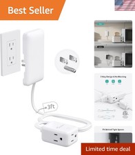Convenient 3FT Extension Cord - 3 Widely Spaced AC Outlets & Green LED picture