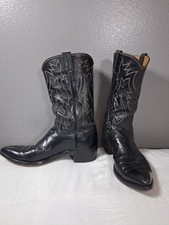 Justin Boots Size 7.5 D Black Leather VTG Style 2916 picture