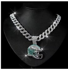 Philadelphia Eagles Football Bling Necklace Fashion Cubic Zirconia Chain picture