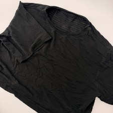 Lululemon Cates Crop Tee Womens Black Striped Burnout Short Sleeve Relaxed Fit picture