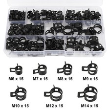 105PCS Spring Hose Clamps 6-14mm Constant Tension Fuel Line Vacuum Air Clamp Kit picture