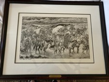 Original Stippling B & W Picture, Framed depicting 