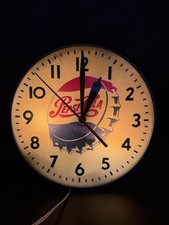 Pepsi Cola Advertising Electric Wall Clock Pepsi Bottle Cap Vintage 1960s picture