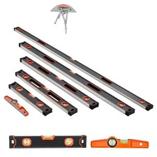 Complete 6-Piece Magnetic Level Set - Precision Bubble Vials & Ruler picture