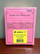 NEW Adams *While You Were Out* Message Note Pads 6 x 50 sheets - 3 Neon Colors picture