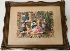 Rare Antique Matching Victorian Era Framed Tapestries - Circa 1930’s picture