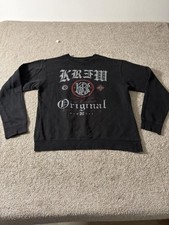 KR3W Sweatshirt Mens Medium Black Original Graphic Fleece Crewneck Gothic picture