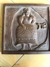 Vintage Virgo Zodiac Carved Wood Wall Plaque Relief MCM Astrology Maiden 9” picture