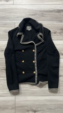 Vintage 80s Crown Royal Ltd Wool Skirt Suit Military Style Gold Crest Buttons 16 picture