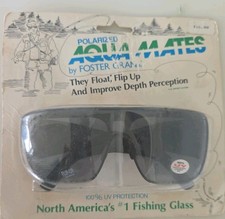 NEW VTG Foster Grant Aqua Mates Fishing Sunglasses Polarized Flip Up Black NOS picture