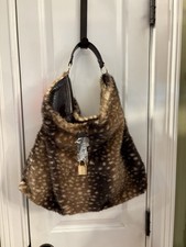 NWT Betsey Johnson Brown Spotted Faux Fur Handbag SKU SUPU picture
