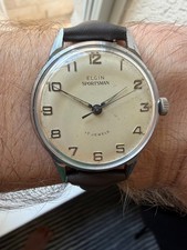 Vintage Elgin Sportsman 17 Jewel Manual Wind 33mm Swiss Watch Serviced picture