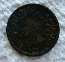 1872 Indian Head Cent Bronze Early Rare Key Date VF Corrosion corroded picture