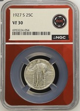 1927-S Standing Liberty Quarter NGC VF30 - EDC Red Core - Rare Key Date picture