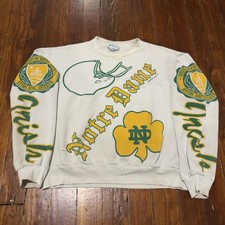 Vintage 1988 Notre Dame AOP Crewneck Sweatshirt Fighting Irish NCAA Size XL RARE picture