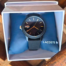 Lacoste Men's Analog Quartz Wristwatch Black Dial Rubber Strap 40-43.9mm Box picture
