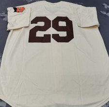 VINTAGE Satchel Paige #29 St. Louis Browns Throwback Cream Sewn Stitched Jersey. picture