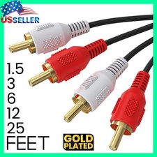 2 RCA Audio Cable Stereo L/R Dual RCA Male to Male Cord Gold Plated Speaker Wire picture