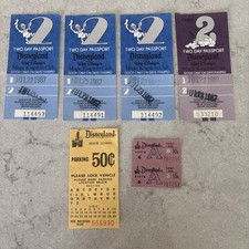 4-Vintage 1987 Disneyland Two Day Passports, Parking Pass 10 C Ticket Stubs picture