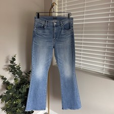 NWOT MOTHER Women's Jeans Size 31 The Weekender Flare Blue Denim MRSP $238 picture