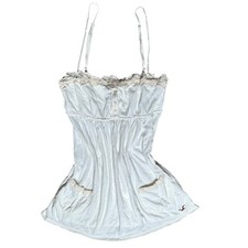 Vintage Y2K Hollister White Lace Babydoll Cami Tunic Pocket Top picture