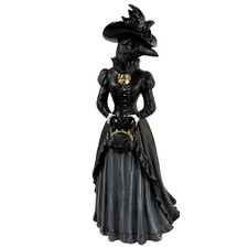 Halloween Raven Crow Lady Figurine 14 Inch Black Victorian Gothic Bird Decor picture