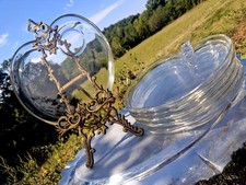 Hazel Atlas Glass Orchard Apple Clear Pressed Glass Snack Plates Set of 6  picture