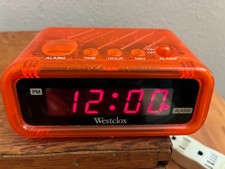Westclox Vintage Translucent Hot Orange Alarm Clock  Tested Works picture