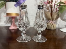VTG Waterford Crystal Lismore Footed Salt & Pepper Shakers With Silverplated Lid picture