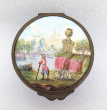 Antique Georgian Battersea Bilston England Enamel Patch Snuff Box  XLNT picture