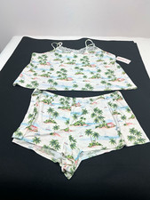 Joyspun Dreamy Soft Womens Plus 2x Tropical Cami & Shorts Pajama Set Lace picture