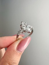 3.70 Ct marquise Real Lab Grown Diamond Wedding Ring Solid 14K White Gold picture