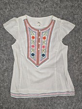 An Original MILLY of New York Women Sz 8 Ivory Embroidered Floral Sleeveless Top picture