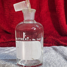 PYREX No. 1541 1L Glass Reagent Bottle with Ground Glass Stopper Vintage Rare  picture