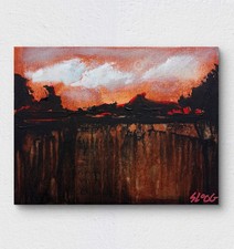 SLOOG Original Art Expressionism Dark Minimal Abstract Landscape on Canvas 11x14 picture