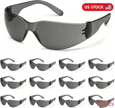 12 PR. GRAY SMOKE LENS SUNGLASSES Protective Eyewear Work Safety Glasses UV Z87+ picture