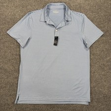 NWT J Crew Polo Shirt Men L Blue Striped Performance Golf Stretch Athletic picture