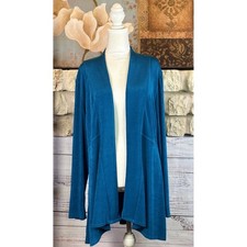 Travelers by Chicos Teal Blue Open Front Cardigan Long Sleeve Size XL (3) picture