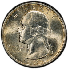 1932-P PCGS MS62 Washington Quarter | Attractive Toning | 40th Anniversary Label picture