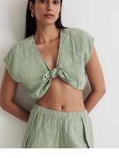 Madewell Sage Tie-Front Crop Top - Women's picture