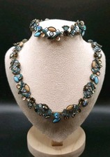 Sorrelli Necklace Bracelet Match Set Bracelet Blue Tan Brown Prom Earth Art Glam picture