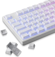 97 PCS White Topographic PBT Keycaps Side Printed RGB Backlit Cherry MX picture