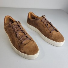 Reiss Men's Finley Toffee Nubuck Leather Lace-Up Trainers EU 44/US 11, Portugal picture