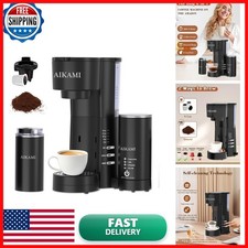 4 IN 1 Single Serve Coffee Maker Milk Frother Grinder K Cup Ground 30 oz picture