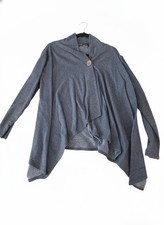 EUC Bobeau Women's Gray Asymmetric Button Cardigan Sweater Large picture