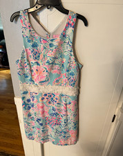 Lilly Pulitzer Women’s M Shift Dress Sleeveless V-Neck Floral Lace Lined Zip picture