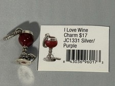 Authentic Brighton I Love Wine Charm JC1331 Silver/Purple * NWOT *  picture