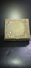 Vintage Mid-Century Mexican Brass Mosaic Trinket Box Aztec Calendar 4.5