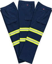 Men's Hi Vis Work Pants Reflective Cargo Safety Navy Pre-Owned Multiple Sizes picture